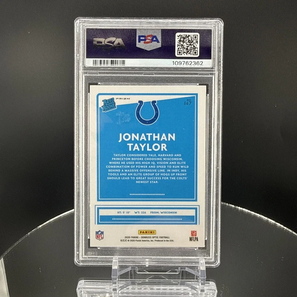 2020‎ Panini Donruss Optic Rated Rookies Jonathan Taylor #167 Bronze Prizm PSA 9